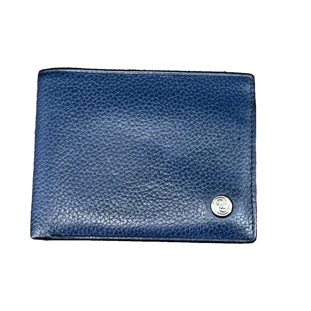 Vakko Navy Pebbled Leather Bifold Wallet